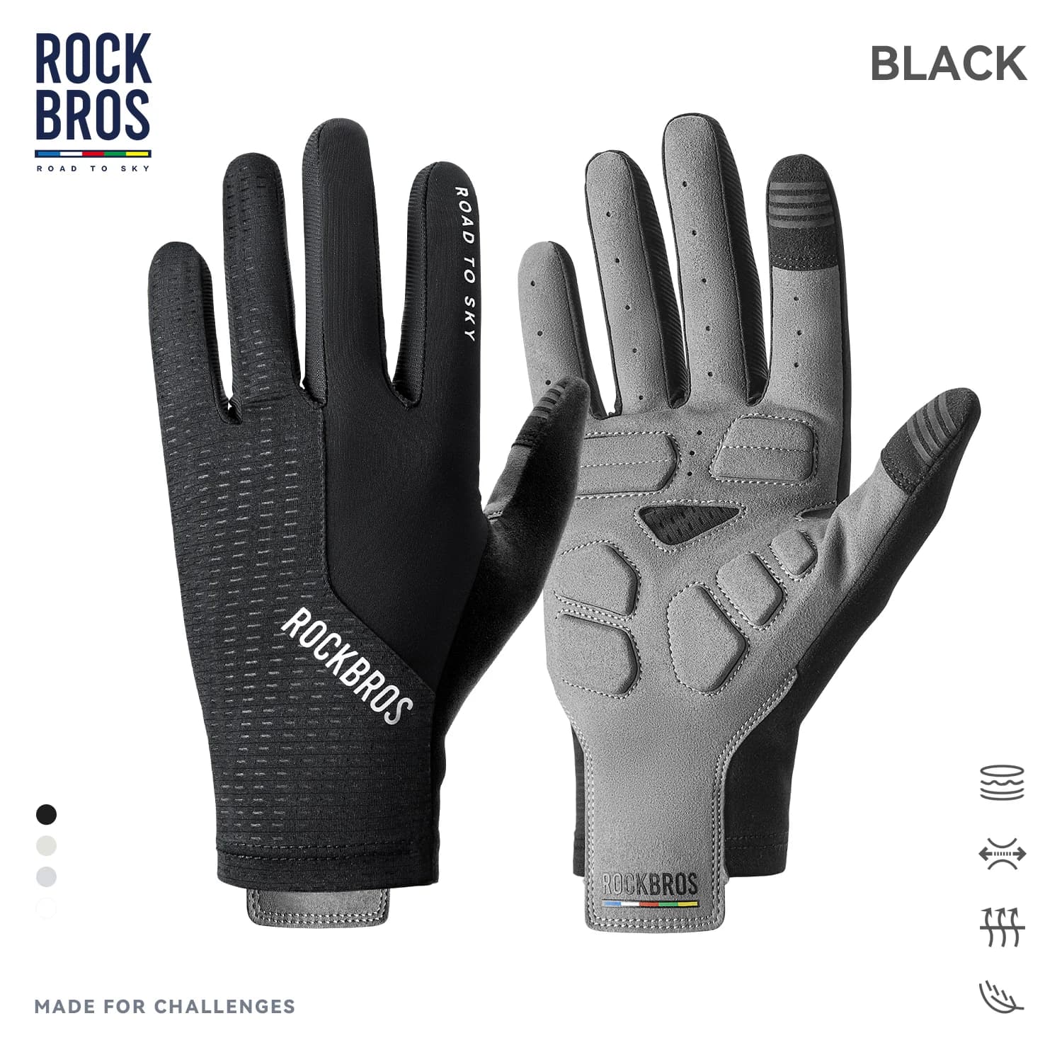 Gants de vélo complets respirants compatibles écran tactile