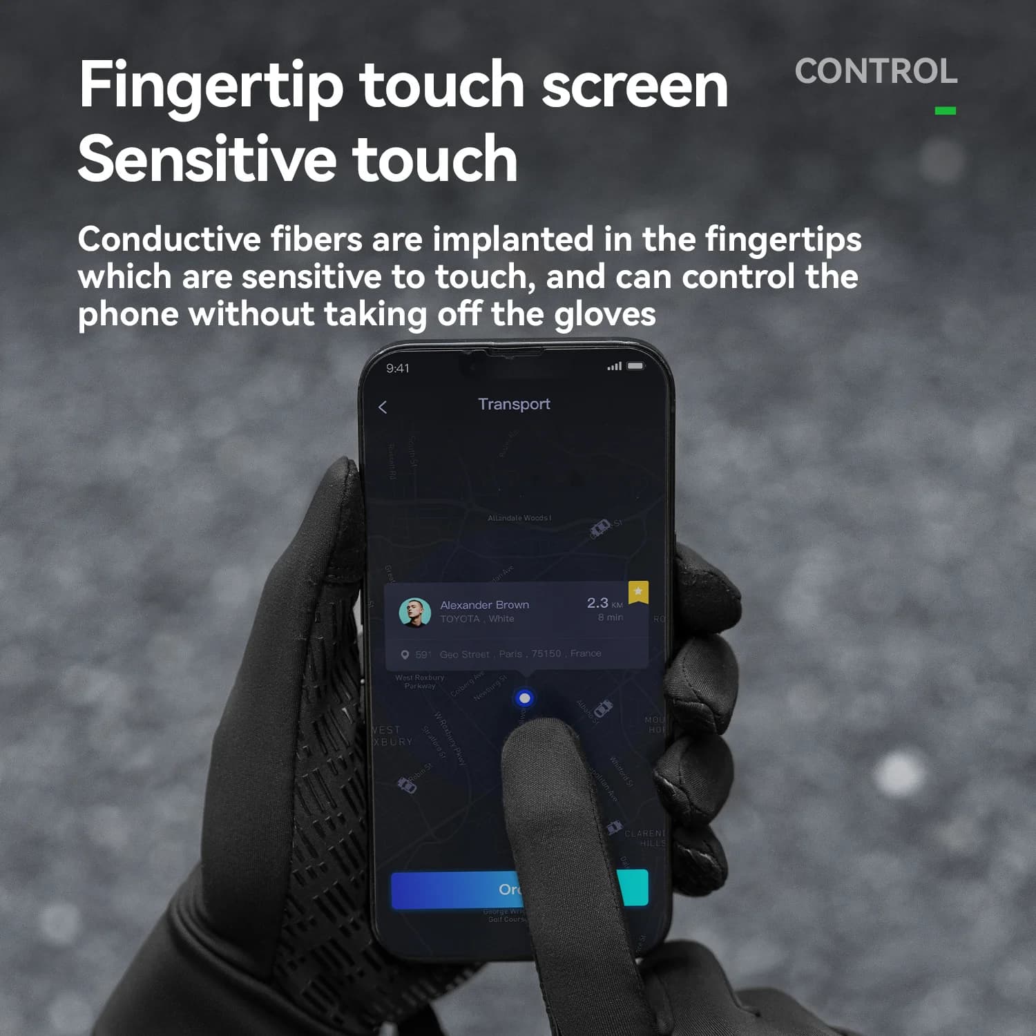 Gants de vélo hiver chauds coupe-vent en graphène avec écran tactile