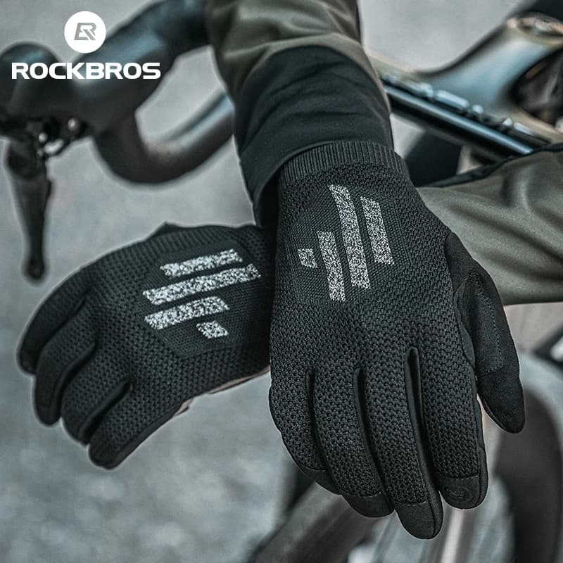 Gants de vélo complets tricotés respirants avec fonction tactile