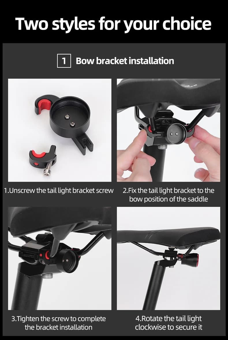 Support de feu arrière pour tige de selle de vélo