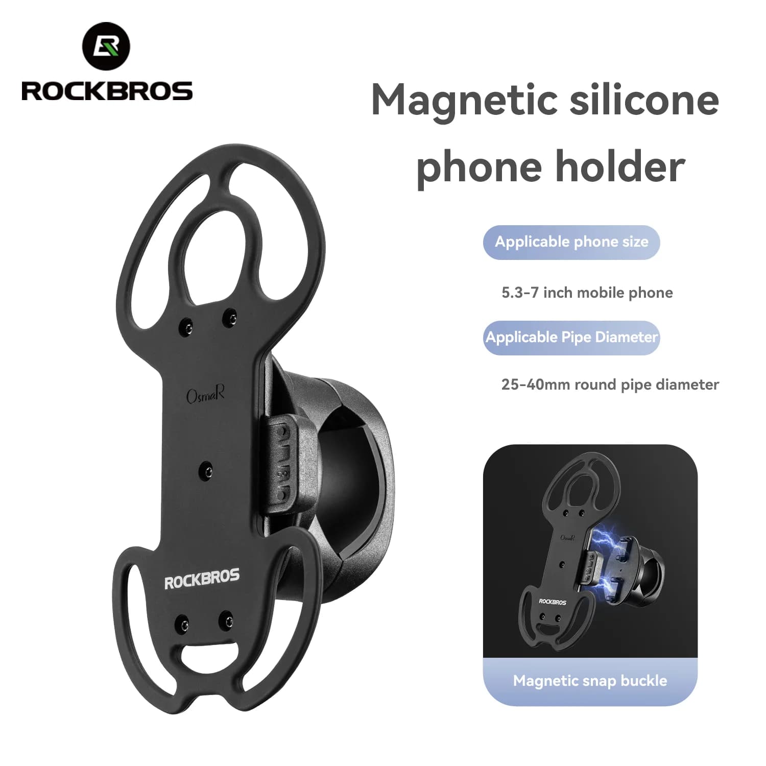 Support téléphone vélo silicone magnétique à dégagement rapide