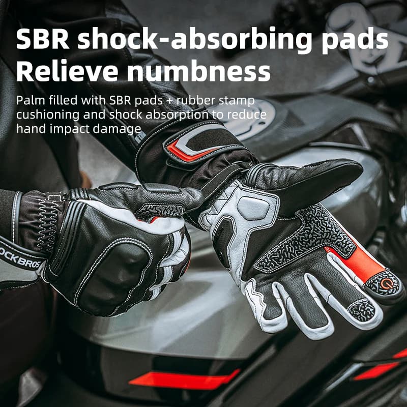Gants de moto en peau de mouton, coupe-vent et anti-chocs pour l'hiver