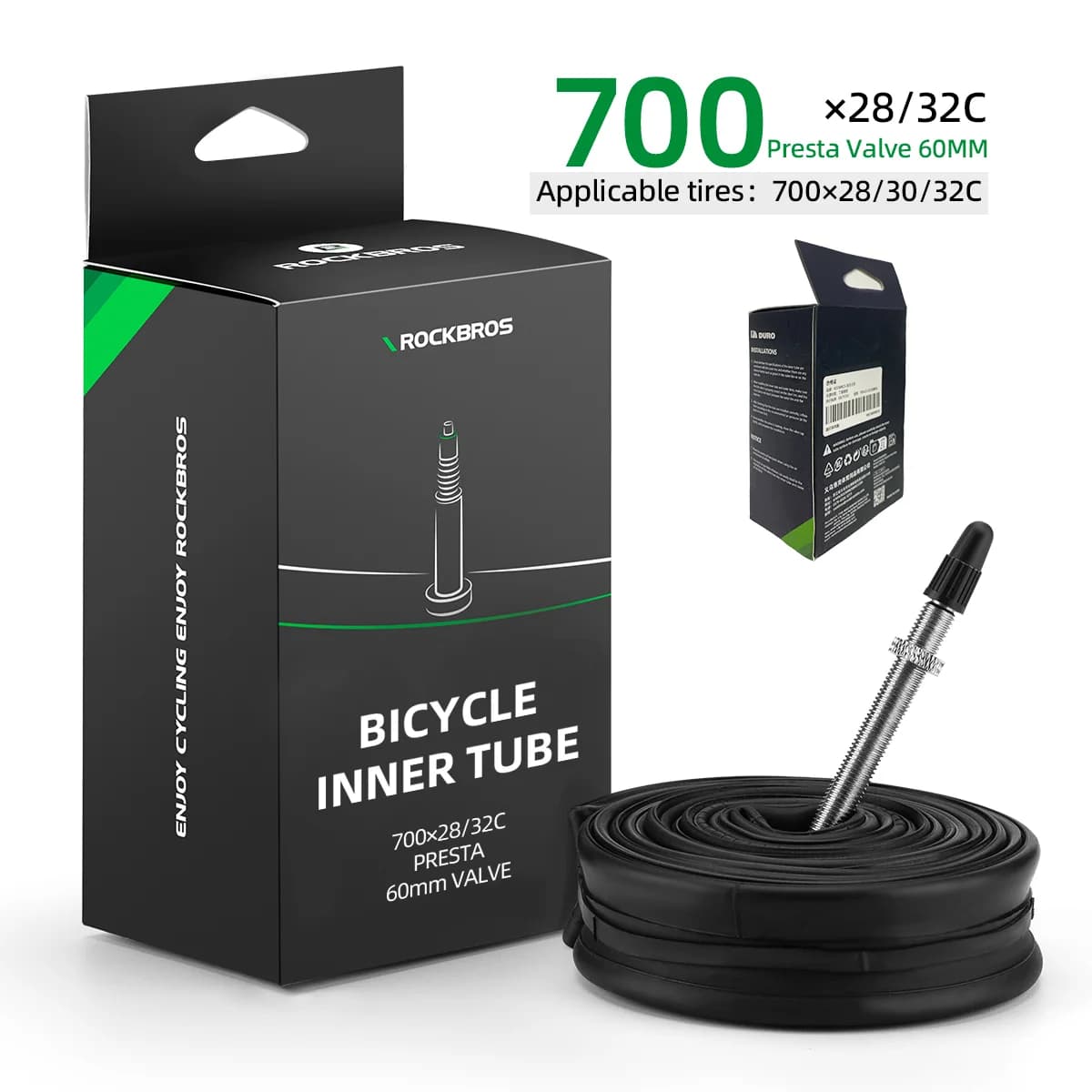 Chambre à air vélo 700C en caoutchouc butyle