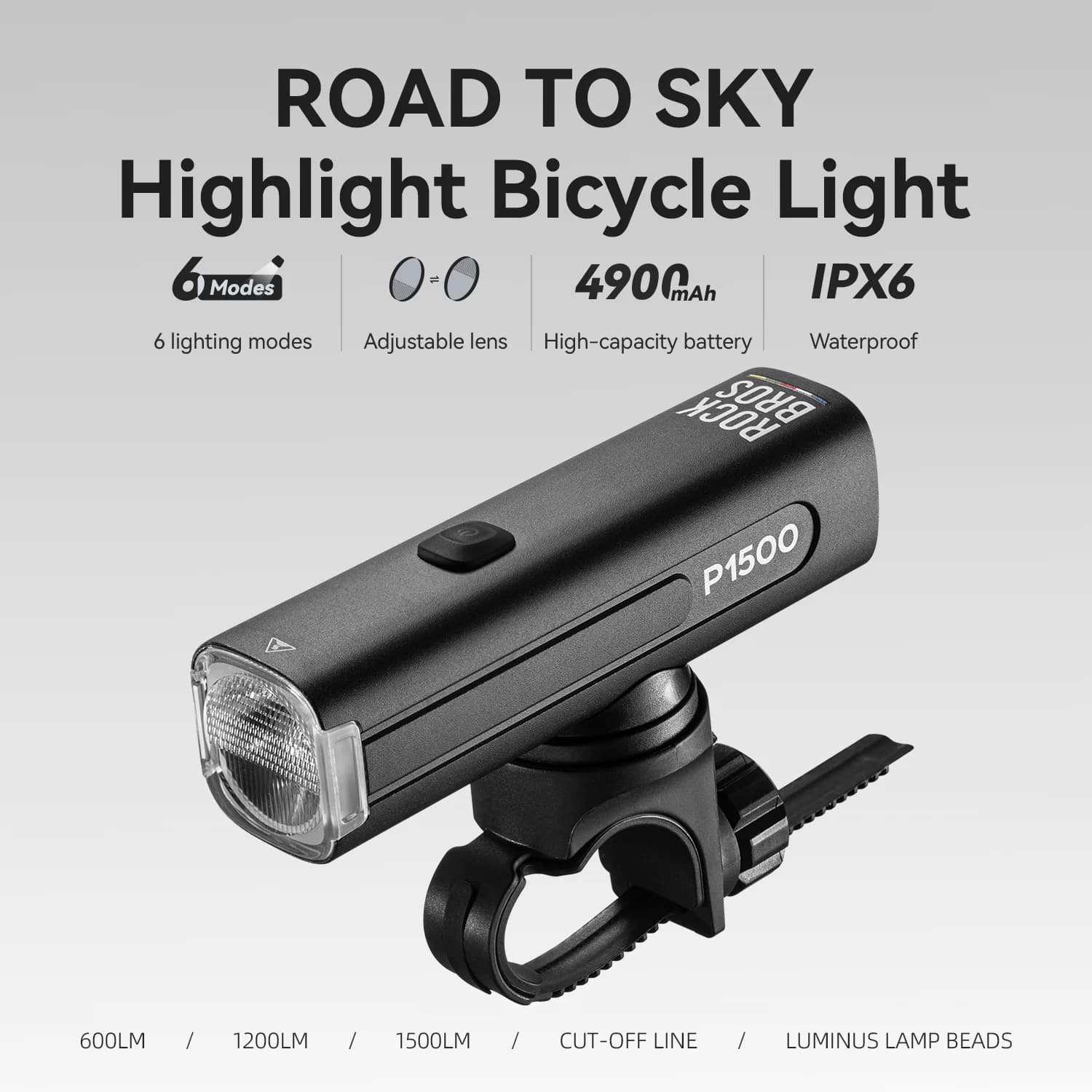 Phare avant pour VTT et vélo de route, haute luminosité