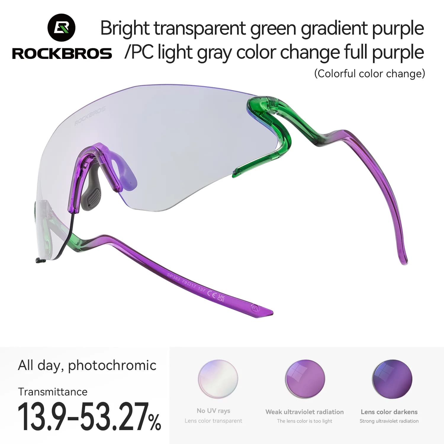 Lunettes de vélo photochromiques coupe-vent UV400