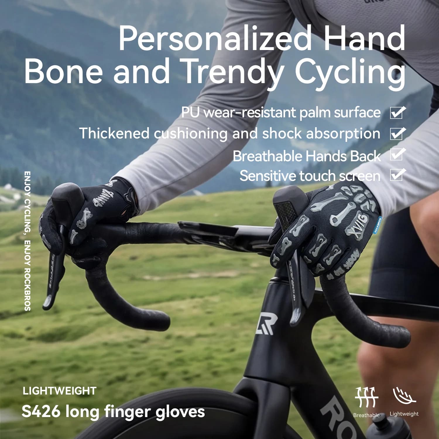 Gants de cyclisme respirants et anti-chocs compatibles écran tactile, Printemps-Été