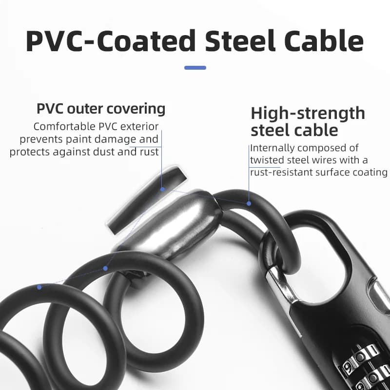 Antivol câble portable à code à 3 chiffres
