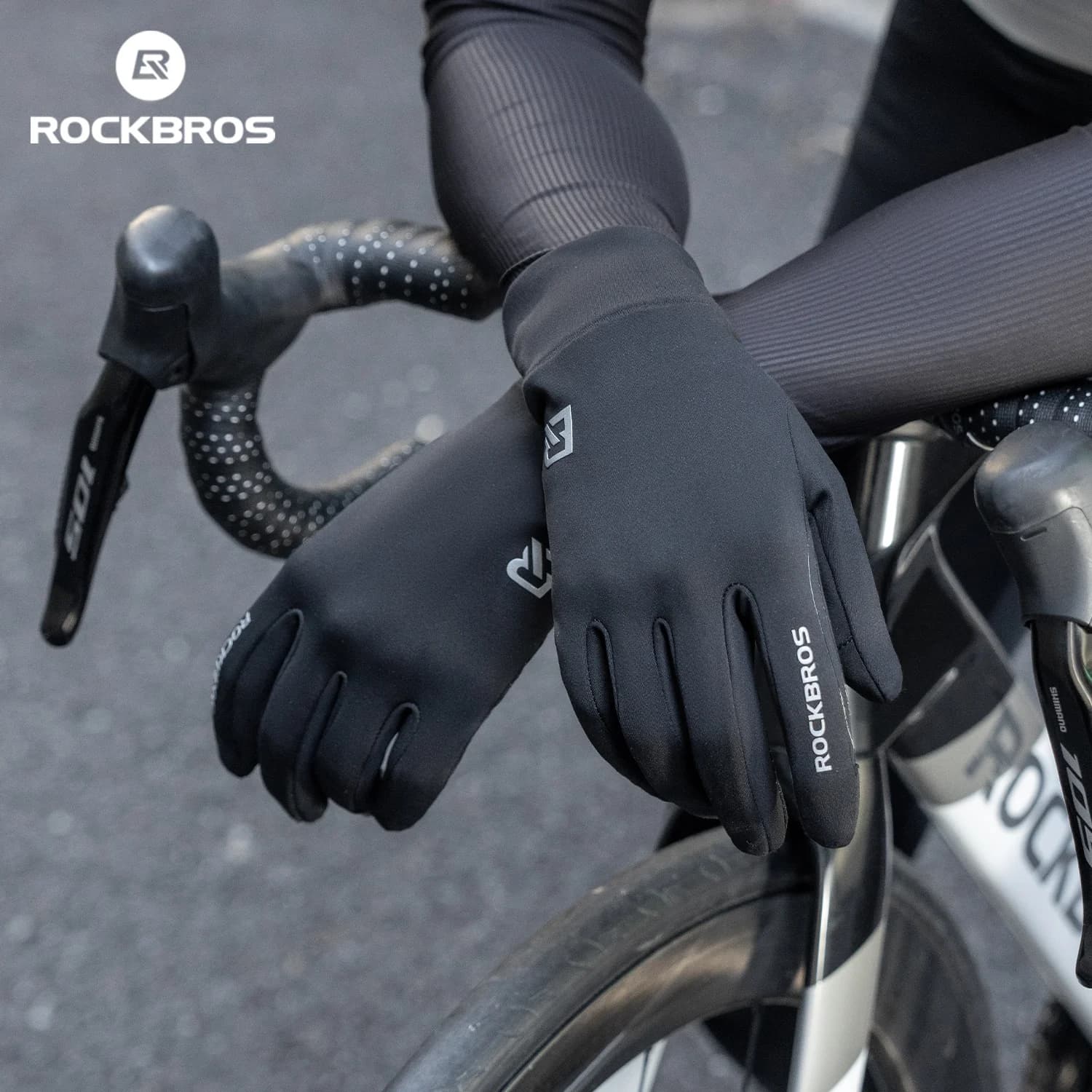 Gants de vélo longs coupe-vent doublés polaire