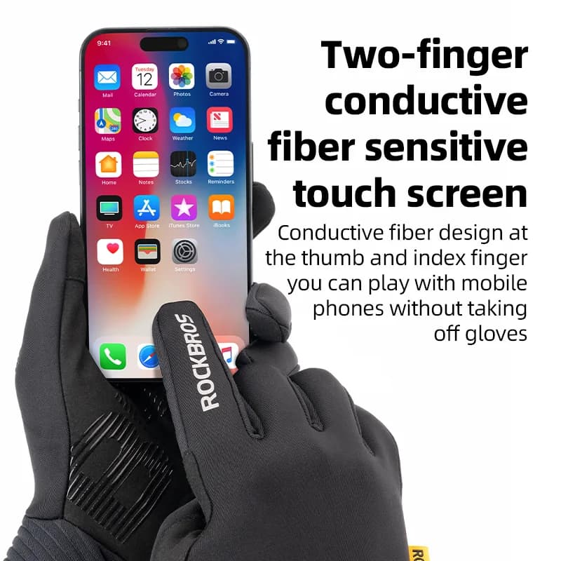 Gants de vélo coupe-vent en polaire compatibles écran tactile